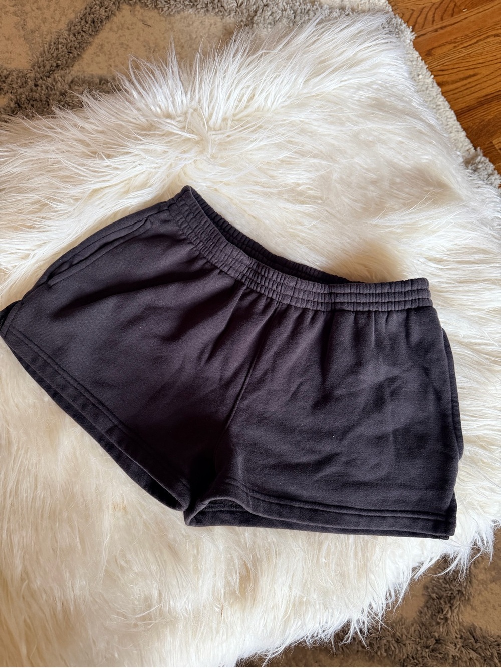 Women's Black Elastic-Waist Lounge Shorts